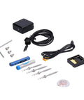 Top Tier Jauarta Mini Electric Soldering Iron Kit With Power Adapter Plus 4 Interchangeable Tips For Welding Work At Any Time Using USB Power Supply In Cool Blue Color - includes adapter, tips, and cables.