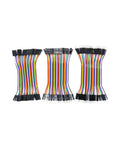 Colorful Breadboard Jumper Wires Kit 120 Pcs 40 Pin Dupont Cables M-F M-M F-F shown in assorted colors on white background