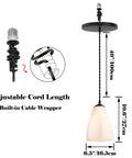 Kiven Instant Light Conversion Kit for 4/5/6inch Hole, 1-Light Glass Farmhouse Lighting with adjustable cord length, 6.5" dia, 10.6" height.