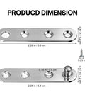 Dimensions of 360 Degree Pivot Hidden Door Hinges Set, 304 Stainless Steel Concealed Hinges, 2.3 x 0.5 Inch