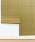 Next Level Neutral Plaid Tan And Gold Metallic Wallpaper With Luxe Fiber Texture Eco Friendly Pvc Free Wallcovering Made In Usa, hanging.