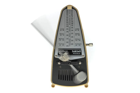 Piccolo Metronome Taktell With Ivory Plastic Casing, Pendulum Tempo Visual Cue, No Bell, German Made Precision Practice Metronome For Musicians, Pros, Rehearsals And Gigs front view