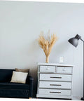 Living room scene with modern dresser featuring Aluminum Alloy Drawer Handles And Cabinet Pulls Kit in chrome finish