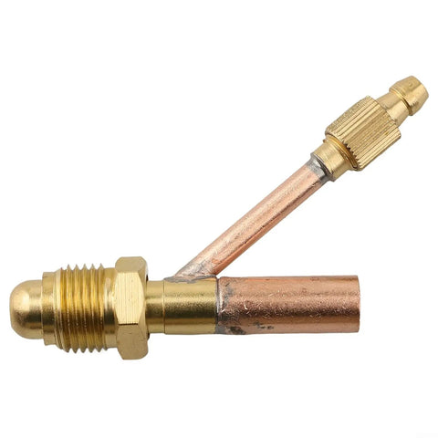 Heavy Duty Copper Tig Torch Quick Connectors For Water Cooled Welding Machines Including Male Cable Gas Separator Adapter Fits Wp9 Wp17 Wp26 Models With Awesome Durability And Smooth Performance For All Your Industrial Jobs, showing a copper and brass gas separator adapter.