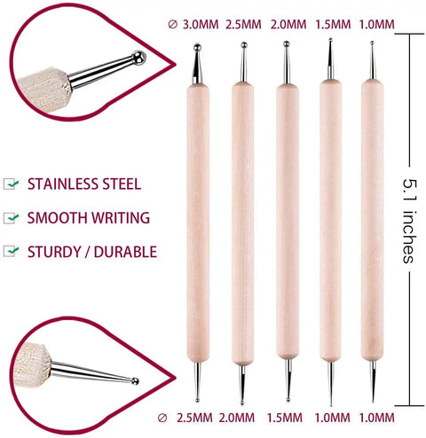 5 embossing styluses in 50 Sheets Carbon Paper Graphite Transfer Paper 8.5 By 11.5 Inch Tracing Paper Kit shown with tip sizes