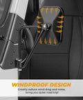 Pair Of Doorless Side Mirrors For Wrangler YJ TJ JK JKU JL JLU Gladiator JT 1987 To 2026 with windproof design and hinge mount