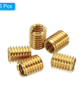 Five brass threaded sleeve inserts with M8x1.25 to M6x1 threads, 10mm long.
