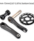 Lightweight Hollow Integrated Mountain Bike Crankset 68mm-73mm bottom bracket, chainring, aluminum alloy construction.