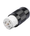 Beefy Heavy Duty Twist Lock Connector 50A 125 250V 3 Pole 4 Wire California Style CS6364C SS2-50R Female Plug ETL For Generator Cords RV Shore Power Transfer Switches Marine, black