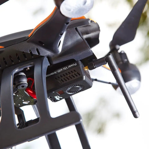 Drone equipped with Black Mamba 5.8GHz FPV Video Transmitter For RC Drones And Quadcopters 40 Channel VTX With RPSMA Antenna