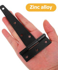 Heavy Duty T Shaped Door Hinges Set Of 10 Carbon Steel Cabinet Hinges For Home Use With Stable Support Easy Install shown in hand