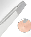 Close-up of stainless steel tweezers removing hair, part of Eyebrow Tweezers Set For Precision Hair Removal And Facial Grooming