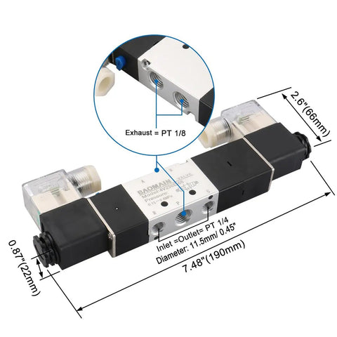 Industrial Grade Rock Solid 4V230E 08 Pneumatic Solenoid Air Valve Dc 24V Five Port Three Position Internally Piloted Double Coil Electric Control For Smooth Heavy Duty Automation And Quick Upgrades