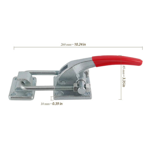 Beefy Heavy Duty Toggle Latch Clamp With 7716 Lbs Capacity Adjustable Threaded U Bolt Self Lock Tire Carrier Latch 40380 Pull Action Toggle Clamp Tool With U Hook, 260mm cast alloy steel