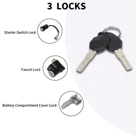 Motorcycle Ignition Coil Key Set And Switch Lock Kit For Talaria Sting X3 MX3 MX4 MX5 Electric Bikes showing 3 lock types