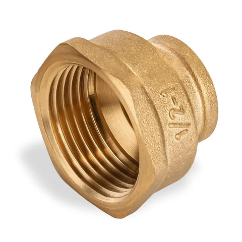 Brass reducing coupling with 1/2 in to 1 in NPT female threads pipe fitting