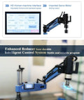 Heavy Duty Electric Tapping Machine With 360 Degree Universal Tapping Arm And 9Pcs Ansi Collets Built Tough For Smooth M3 To M16 Threading showing interface and motor.
