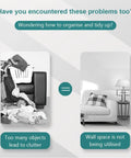 Heavy Duty Collapsible Shelf Brackets Set 2 Pack Wall Mount Holds Up To 90Kg Stainless Steel shown as clutter solution