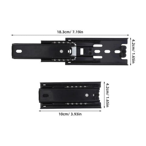 2 Pack 1 Inch Full Extension Mini Drawer Sliders With 3 Section Ball Bearing, Rustproof And Corrosion Resistant Under Mounted Bottom Runners For Humid Kitchen And Bathroom Cabinets, Heavy Duty Replacement Sliders That Glide Smoothly, black steel slide with 18.3cm x 4.2cm size