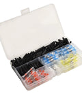 Top Notch Heat Shrink Solder Wire Connectors Kit With 300 Waterproof Butt Terminals And Seal Sleeves For Marine Auto Electrical Cable Splice In Vibrant Red Blue White Yellow Black Assorted Sizes To Fix Any Messy Wiring Job, assorted kit in organizer
