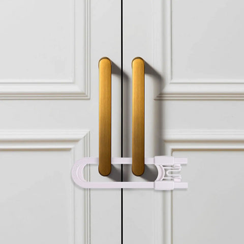 15 Pack U Shaped Adjustable Childproof Cabinet Locks For Drawers And Cabinets No Drill Safety Latches on white cabinet