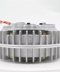 Rotating Hollow Shaft Magnetic Powder Brake With Tension Controller, compact, silver, 24V, radial view with wiring detail