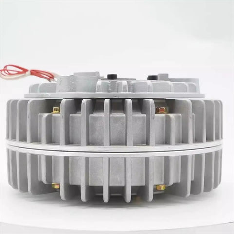 Rotating Hollow Shaft Magnetic Powder Brake With Tension Controller, compact, silver, 24V, radial view with wiring detail