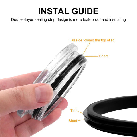 Replacement Silicone Gasket For Magslider Lids On 30 Oz Tumbler 16 Oz Mug And 26 Oz Cup, leakproof double-layer seal install guide