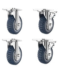 Heavy Duty Polyurethane Caster Wheels Set of 4 for Furniture or Tool Cart showcasing sturdy swivel design with secure brakes.