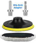 11 Piece 5 Inch Wool Polishing Buffing Pad Kit For Drill Buffer With M14 Adapter, includes adapter, backing pad, and wool pad