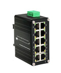 Rugged 10 Port PoE Plus Gigabit Switch with Eight PoE Ports and Two Uplink Ports, DIN Rail Mount, Industrial Unmanaged Network Hub