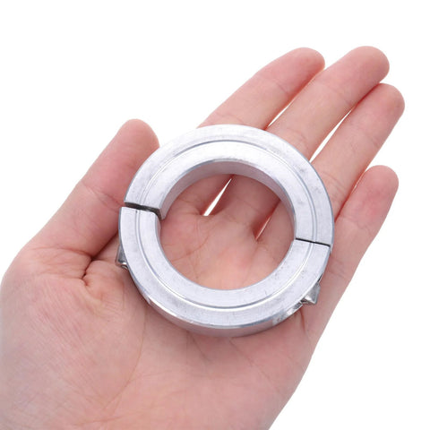 Close-up of uxcell aluminum double-split clamp-on shaft collar for 1-1/2 in shaft, 2-3/8 in OD