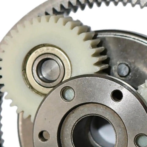 Close-up of Electric Bike Tool 36T Planetary Gear With Clutch 36mm Set, showing nylon gear and metal components.