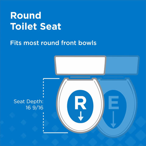 Round Bathroom Toilet Seat Built From Heavy Duty Plastic With Smooth Operator Soft Close Hinges And Nonslip Bumpers Delivering A No Slap Performance That Seals The Deal On Comfort And Style Daily, showing measurements.