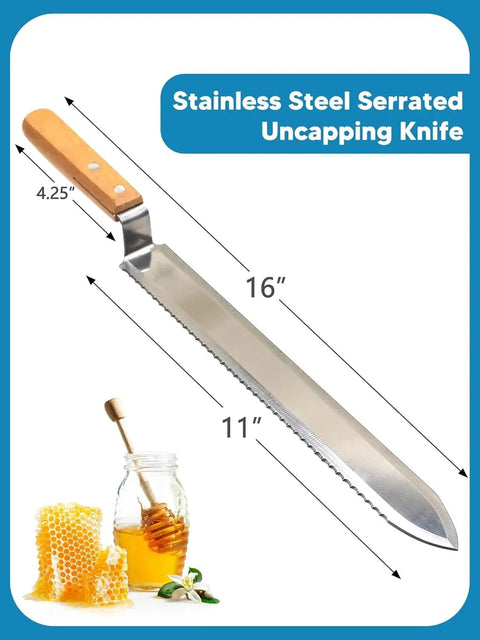 Stainless steel serrated uncapping knife from All In One Honey Extractor Kit And Harvest Gear For Easy Harvesting With 2 5 Gallon Buckets