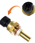 Sandfren car engine coolant temperature sensor with brass body and black connector, front view
