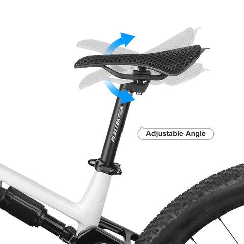 Beefy Aluminum Bike Seat Post 25.4mm, 27.2mm, 28.6mm, 30.9mm, 31.6mm Diameters, 350mm Length, Road And MTB Ready showing adjustable angle