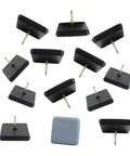 Twelve Pack Nail On Furniture Glides For Wooden Furniture Square Teflon Sliders Pads With Metal Pin PTFE Floor Protectors