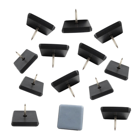 Twelve Pack Nail On Furniture Glides For Wooden Furniture Square Teflon Sliders Pads With Metal Pin PTFE Floor Protectors