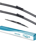 All Weather Windshield Wiper Blades Set For Audi Q7 2006 Through 2015 Front 26 Inch Pair And Rear 14 Inch Wipers Pack Of 3