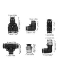 Solid TEHAUX Pneumatic Push To Connect Air Hose Fitting Kit With 3/8 Inch Npt Male Thread And 8mm Tube, Straight Elbow Tee Connector Nickel Plated Copper For Lab Or Machine Setups That Are Total Game Changers. black pneumatic fittings with size labels