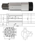 Heavy Duty Air Cooled Spindle Motor 9.0KW 24000RPM 380V ISO30 CNC Router detailed technical drawing and dimensions