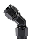 6AN Female To 6AN Female 45 Degree Low Profile Swivel Coupler Union Fitting Adapter Aluminum Dope Black AN6 9/16-18 UNF High Pressure 1500 PSI -40 To 250 F, black aluminum elbow