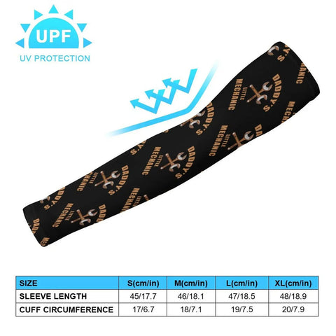 Top Tier Cooling Arm Sleeves In Breezy Ice Silk For Men And Women Featuring Secure Anti Slip Thumb Loops To Keep Your Gear Locked And Stay Chill During Daily Grinds Road Trips Or Heavy Training Sessions - Stylish black sleeve with mechanic design.