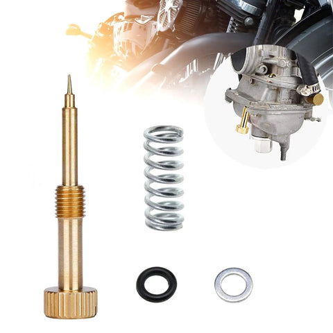 Brass Carburetor Rebuild Kit With Air Fuel Mixture Screw Quick Install Knurled Head Hand Tool Friendly screws, spring, O-ring