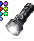 Pocket Size EDC Flashlight With 2000 Lumens, 616 Meter Beam Distance, RGB LED light modes visible