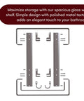 Assembly components for 2 Tier Glass Wall Shelf With Integrated Towel Bar In Brushed Silver Finish, Wall Mounted Shower Storage
