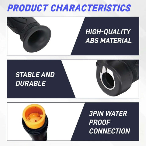 Full Twist Throttle Grip For Electric Bikes And Scooters 12V To 72V Universal 3 Pin Waterproof Connector Fits 22.2mm Handlebars For Ebikes Mountain Bikes And Trikes No Fuss Install