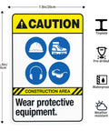 Gear Up Safety Sign Wear Protective Equipment Warning Sign For PPE Gear At The Job Site, 8x12 inch metal plaque