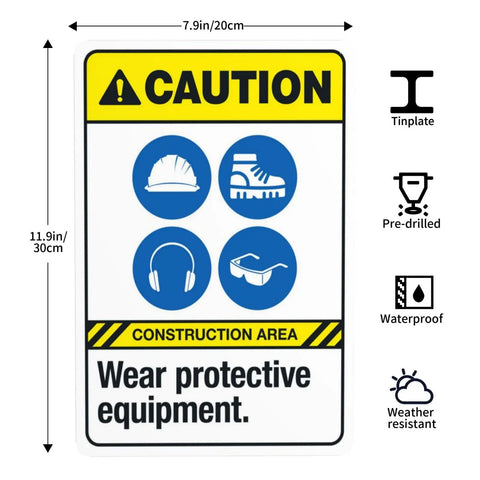 Gear Up Safety Sign Wear Protective Equipment Warning Sign For PPE Gear At The Job Site, 8x12 inch metal plaque